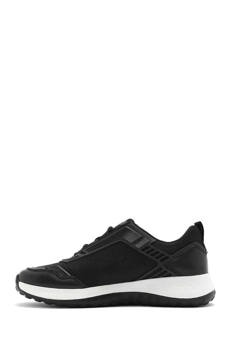 Men's Black Lace-Up Thick Sole Sneaker
