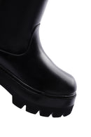 Women's Black Thick High-Sole Zippered Leather Boots | Derimod