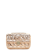 Women's Pink Long Strap Quilted Metallic Crossbody Bag | Derimod