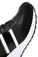 Women's Black Leather Wedge Heeled Sneaker | Derimod