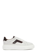 Men's White Lace-up Thick-Sole Leather Sneaker | Derimod