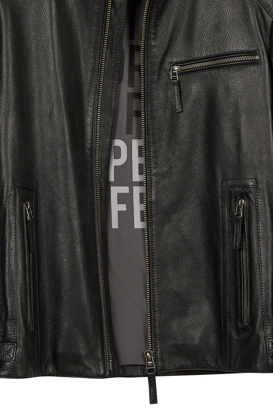 Lavine Male Black Slim-Fit Leather Jacket