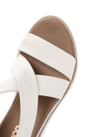 Women's Cream Strappy Leather Sandals | Derimod