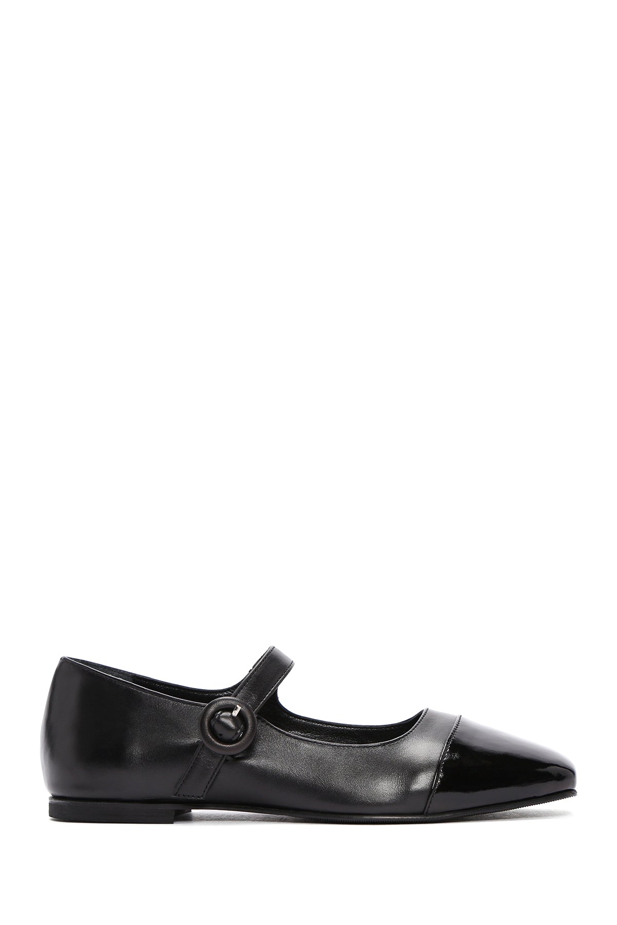 Women's Black Banded Leather Ballerinas 24SFD181914 | Derimod