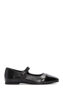 Women's Black Banded Leather Ballerinas | Derimod