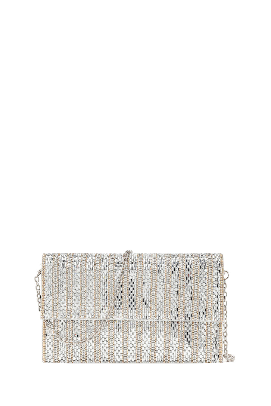 Woman Silver Chain-Strap Stone-Embellished Evening Bag 26PBD2912TS | Derimod