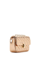 Women's Pink Long Strap Quilted Metallic Crossbody Bag | Derimod