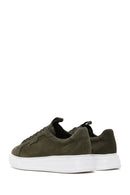 Men's Green Lace-Up Nubuck Leather Sneaker | Derimod