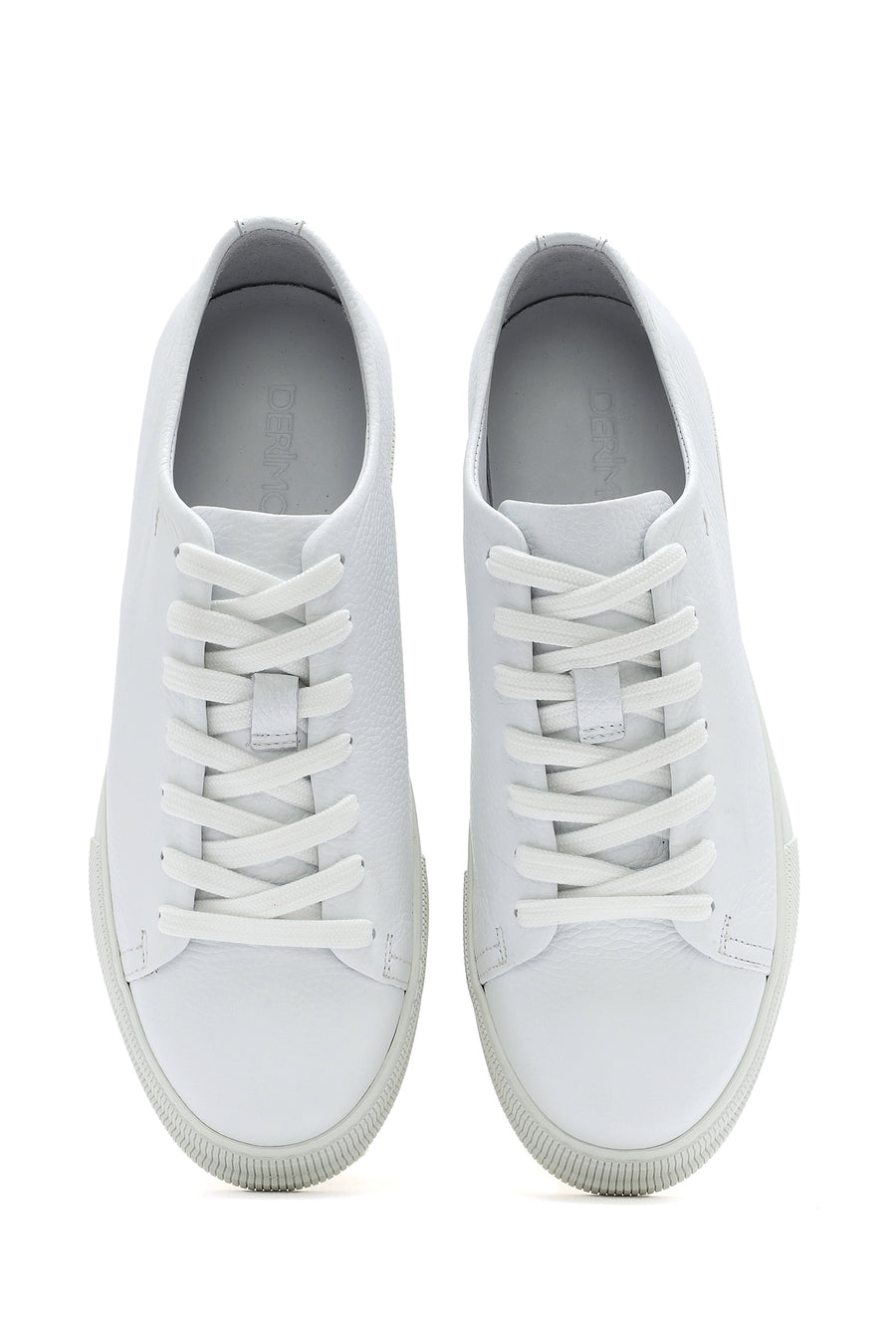 Erkek Beyaz Bağcıklı Deri Sneaker