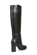 Geox Women's Black Pheby 80 Thick High Heeled Leather Boots | Derimod