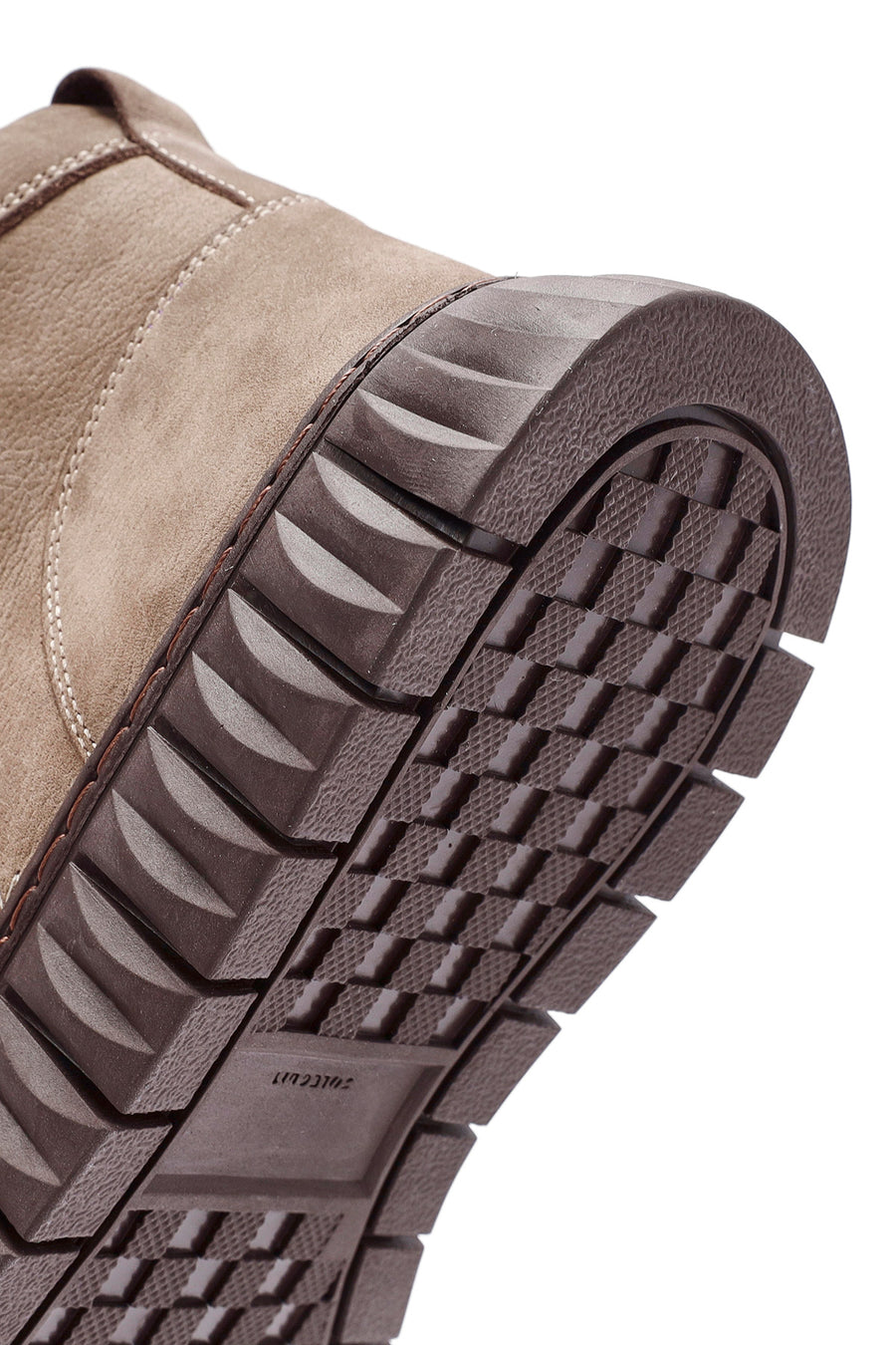 Men's Beige Zippered Lace-Up Nubuck Ankle Leather Boots