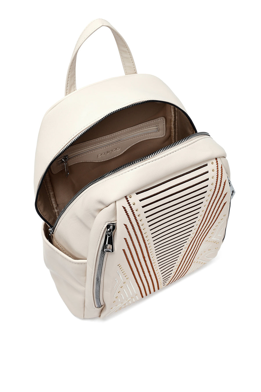 Woman Cream Printed Backpack