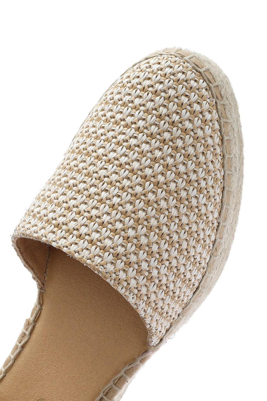 Women's Beige Buckle Ankle Wedge Heel Straw Leather Espadrille Sandals