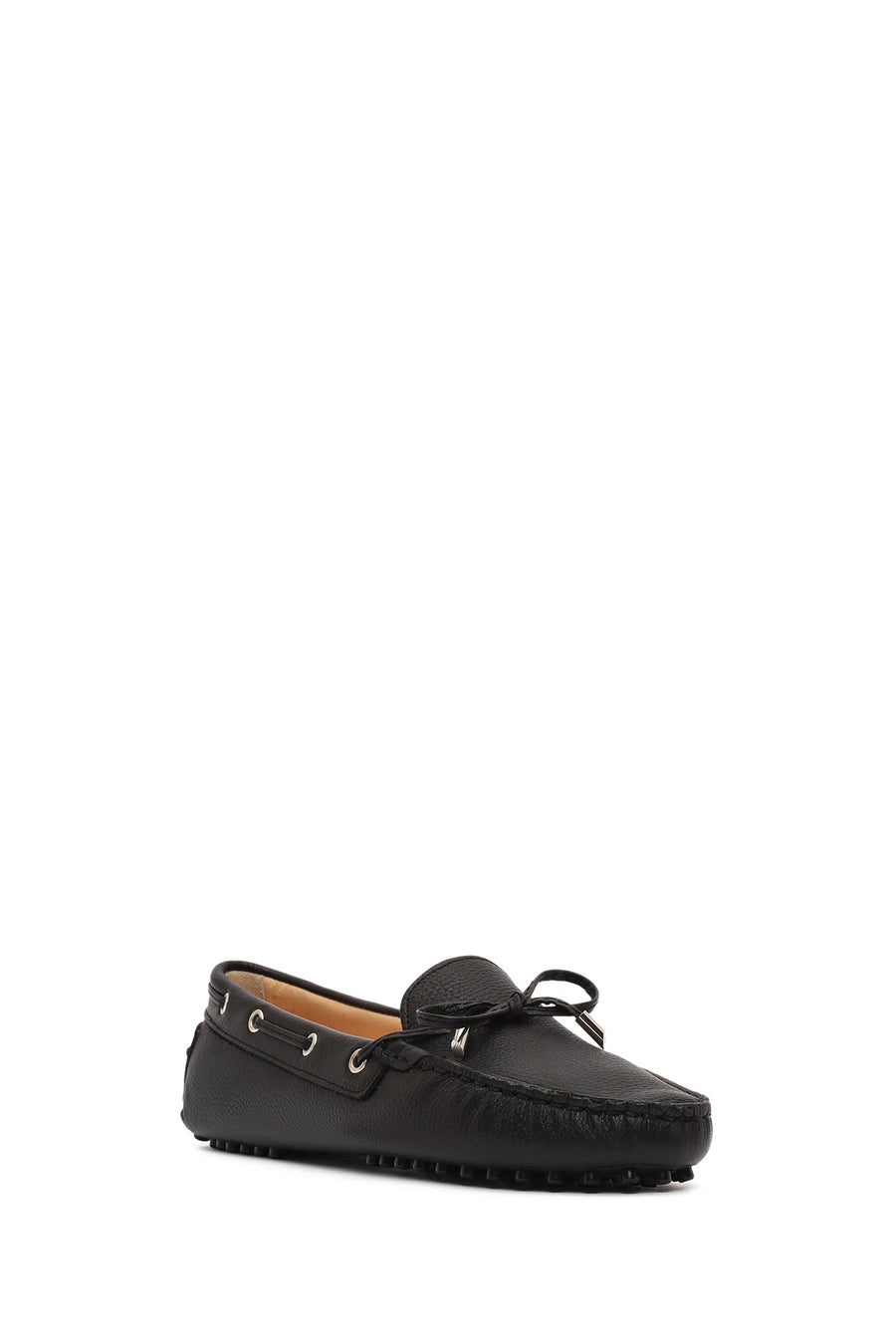Women's Black Bowknot Leather Loafer
