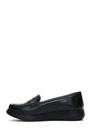 Women's Black Leather Comfort Loafer | Derimod