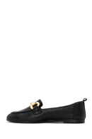 Women's Black Leather Masculine Loafer | Derimod