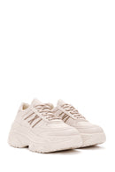 Women's Beige Lace-Up Chunky Sole Sneakers | Derimod