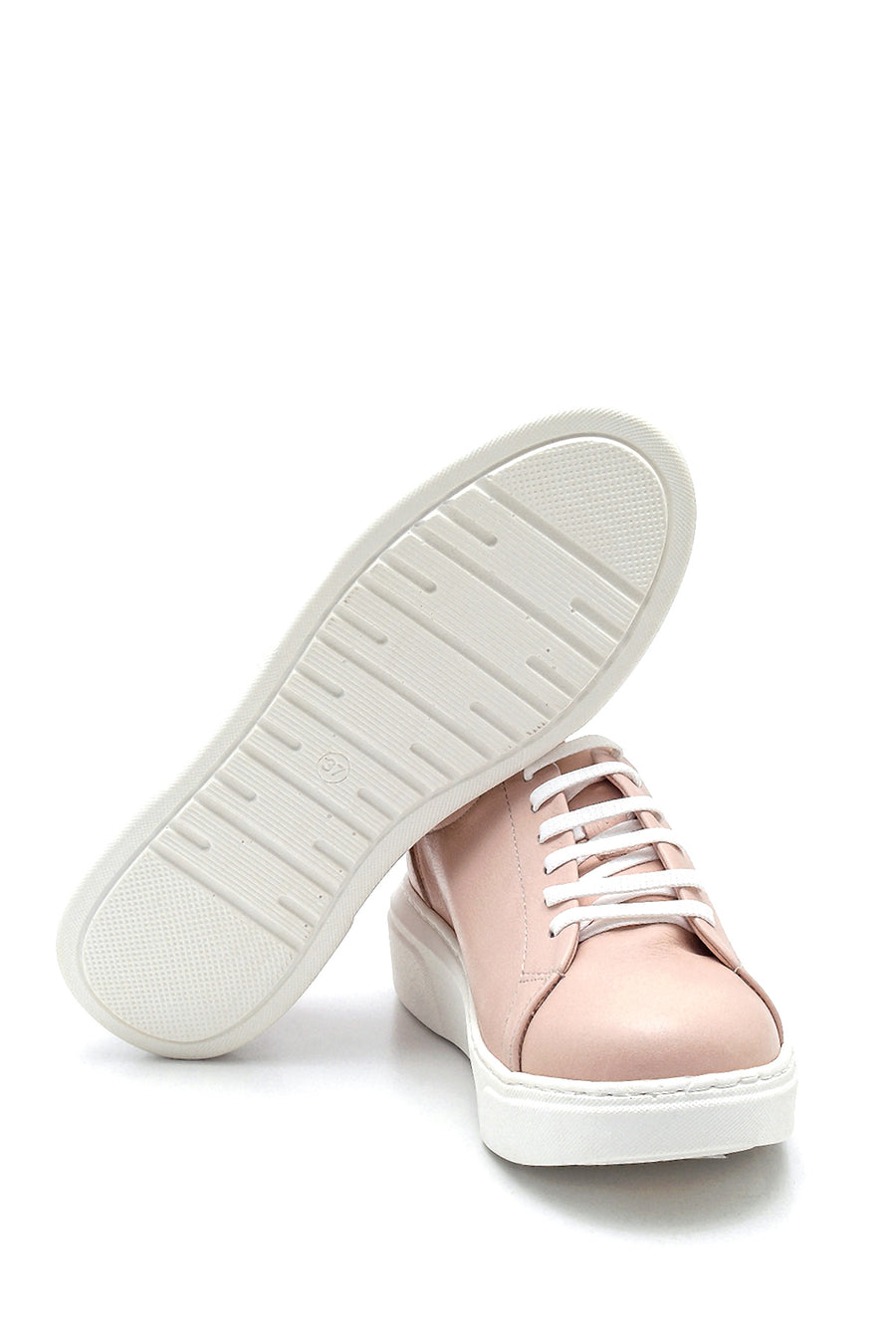 Women's Leather Metal Detailed Sneaker