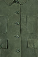 Cassandra Woman Green Slim-Fit Suede Leather Jacket | Derimod