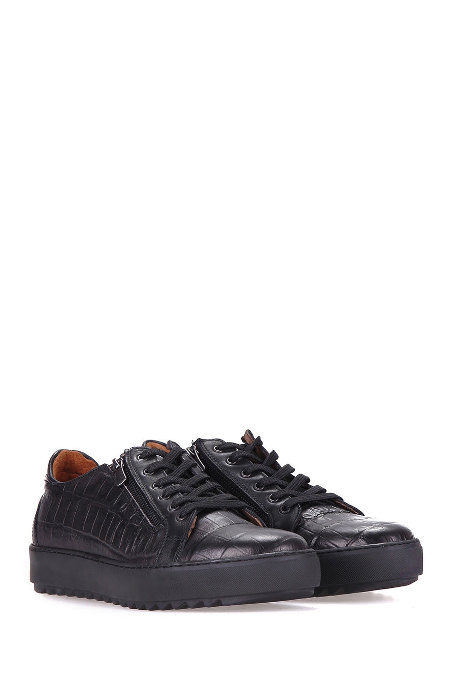 Men's Leather Sneaker with Zipper Detail
