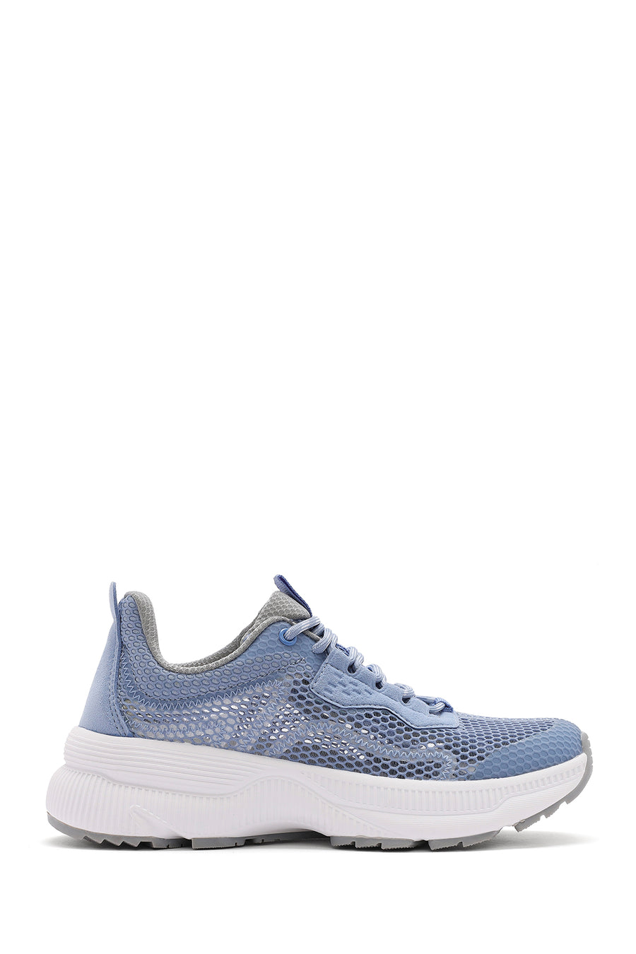 Kadın Mavi Bağcıklı Kalın Tabanlı Kumaş Sneaker 25SFE48576F | Derimod