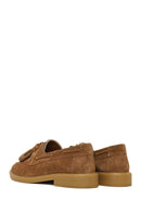 Women's Tan Tassel Suede Leather Loafer | Derimod