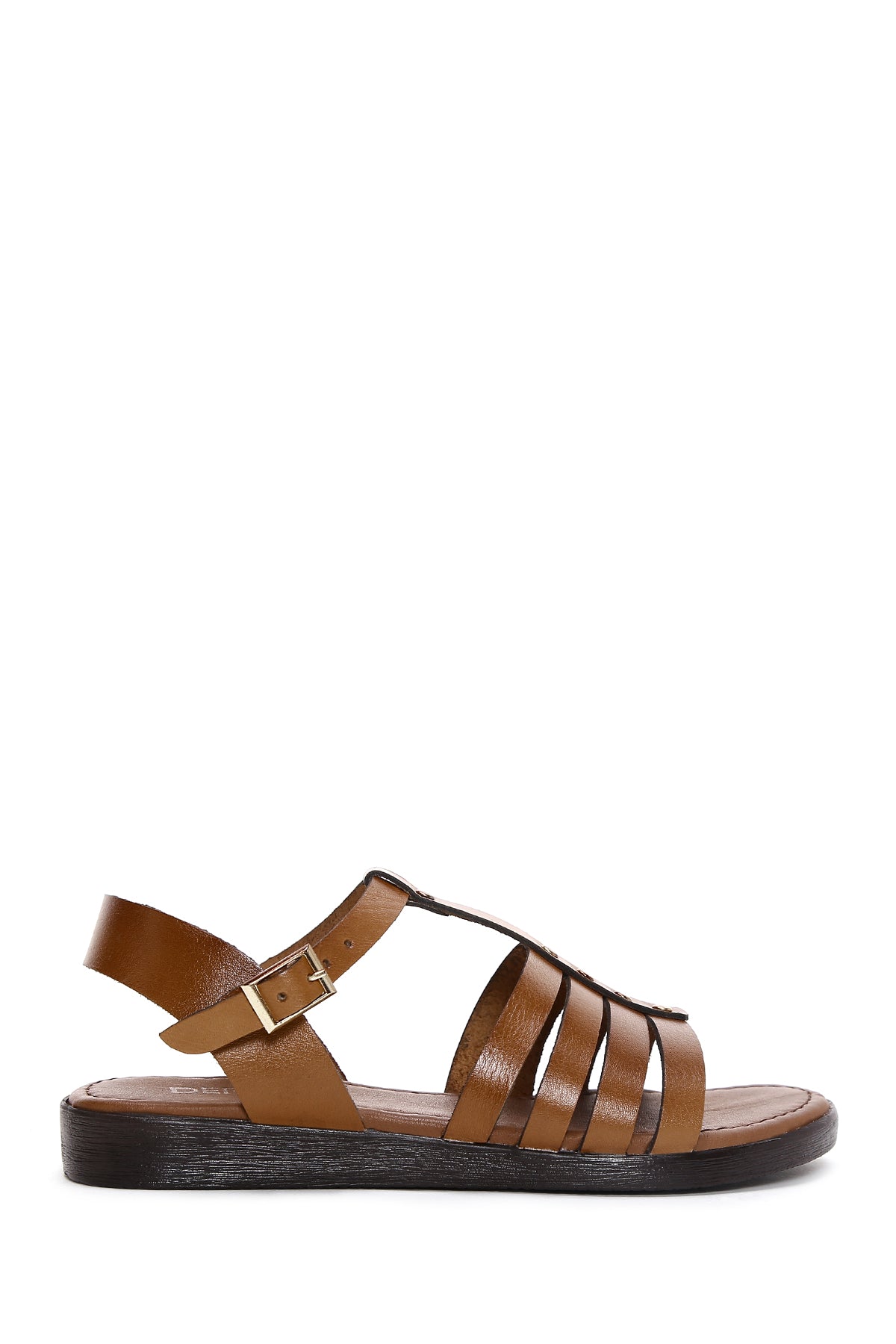 Women's Tan Ankle Strap Leather Bodrum Sandals 24SFD330918 | Derimod