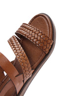 Women's Tan Ankle Strap Leather Bodrum Sandals | Derimod