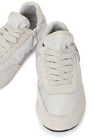 Women's Grey Lace-up Leather Sneaker | Derimod