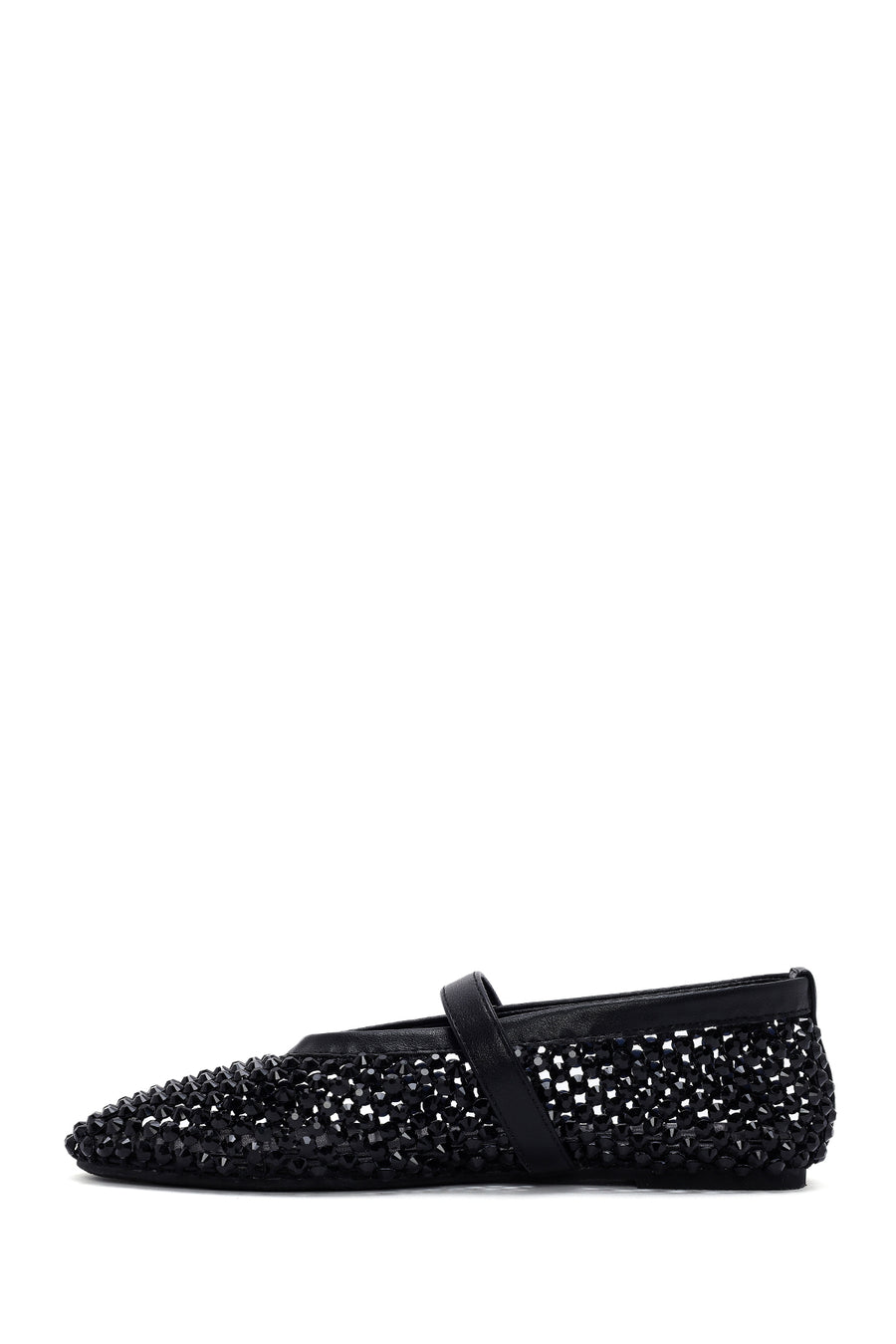 Women's Black Mesh Stoned Ballerinas