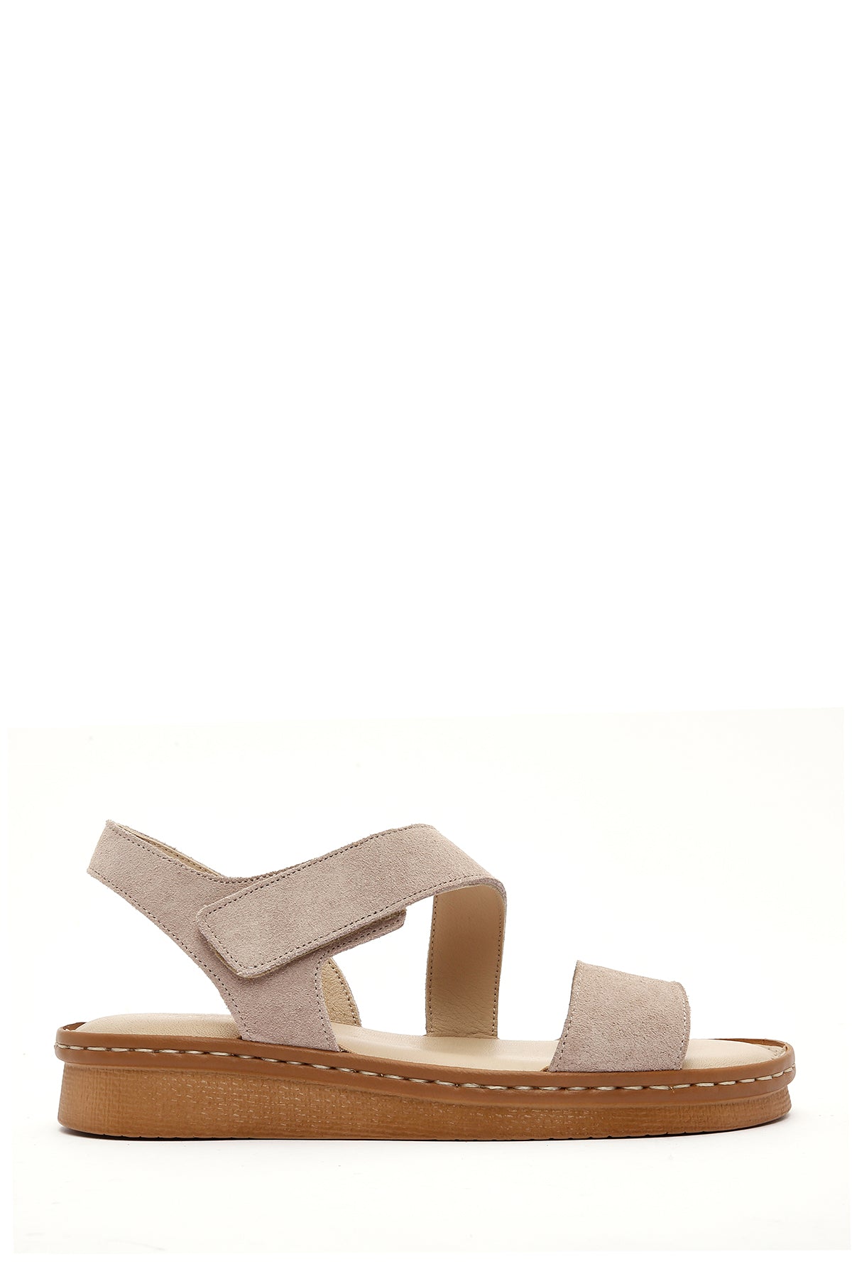 Kadın Bej Süet Deri Comfort Sandalet 25SFD340210 | Derimod