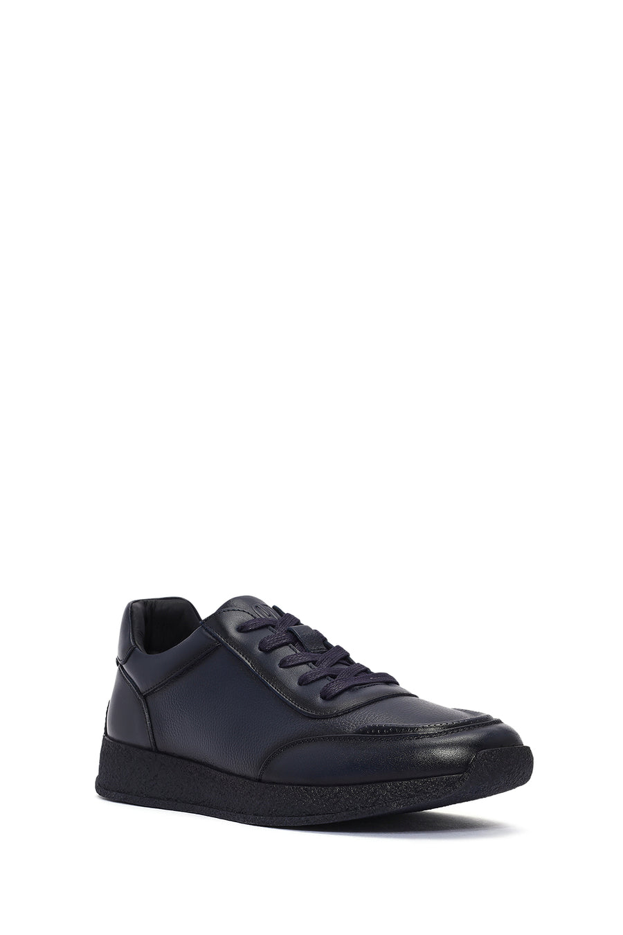 Men's Navy Blue Lace-Up Leather Sneaker