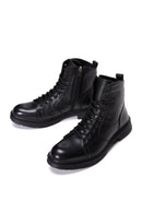 Men's Black Leather Zippered Casual Boots | Derimod