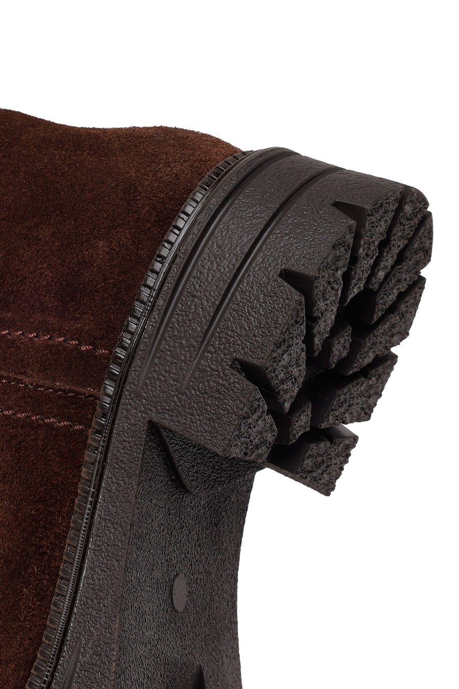 Woman Brown Thick-Soled Zip Closure Suede Casual Boots
