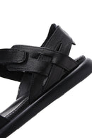 Women's Black Strappy Leather Comfort Sandals | Derimod