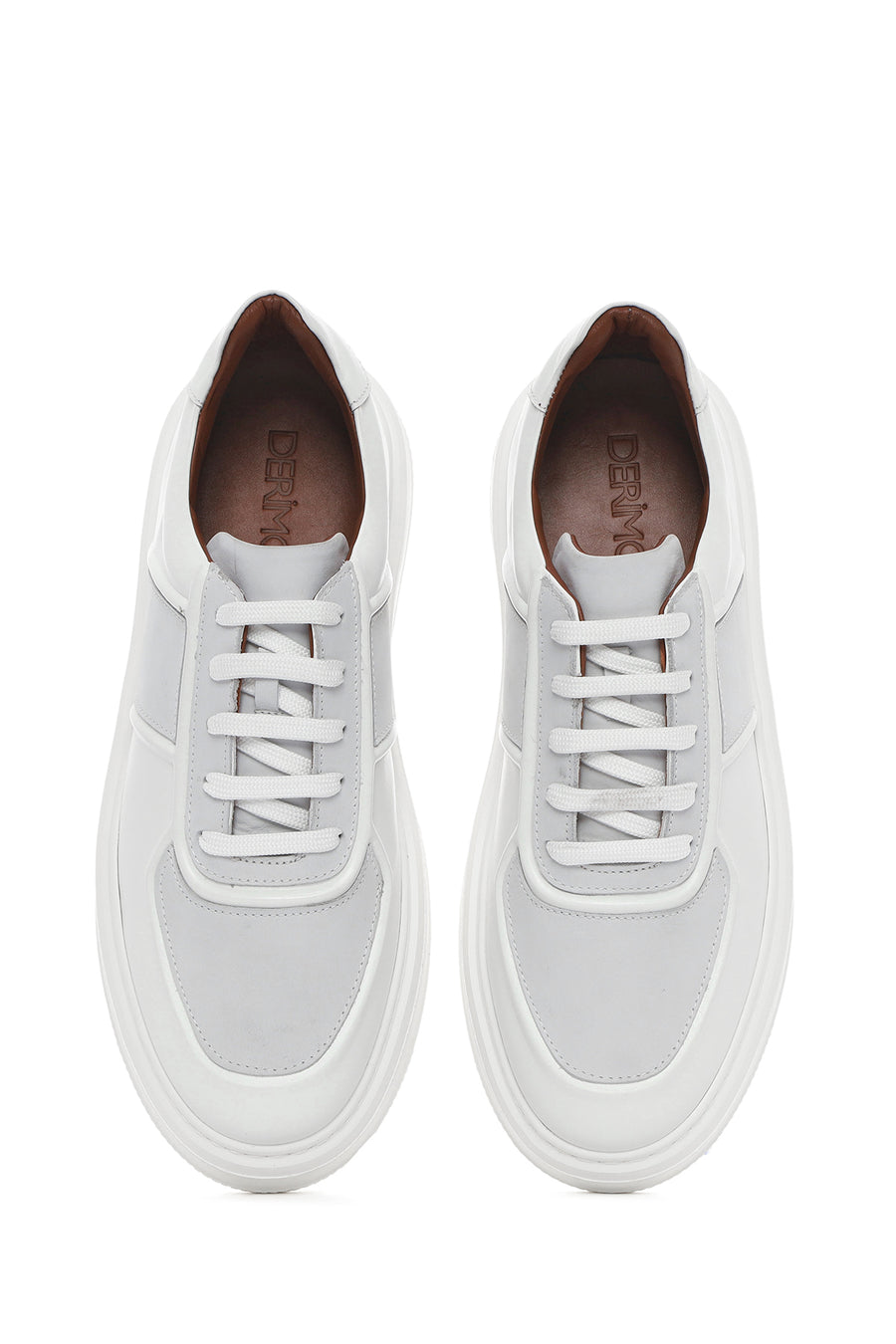 Men's White Lace-up Leather Sneaker