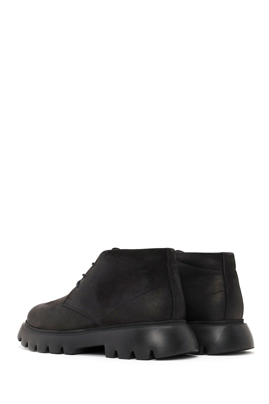 Male Black Lace-up Nubuck Leather Casual Boots
