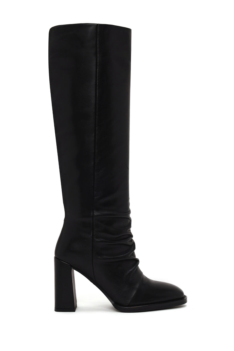 Woman Black Thick-Heeled Leather Boots AF530010DV | Derimod