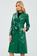 Beyonce Women's Green Leather Trench Coat | Derimod