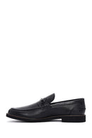 Men's Black Leather Buckle Classic Loafer | Derimod