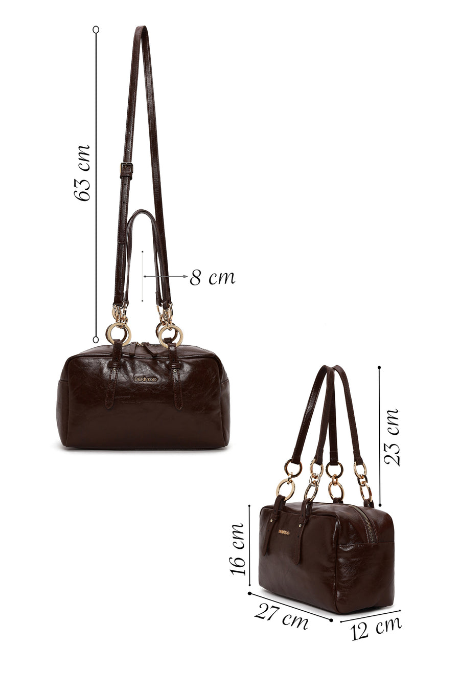 Woman Brown Long-Strap Shoulder Bag