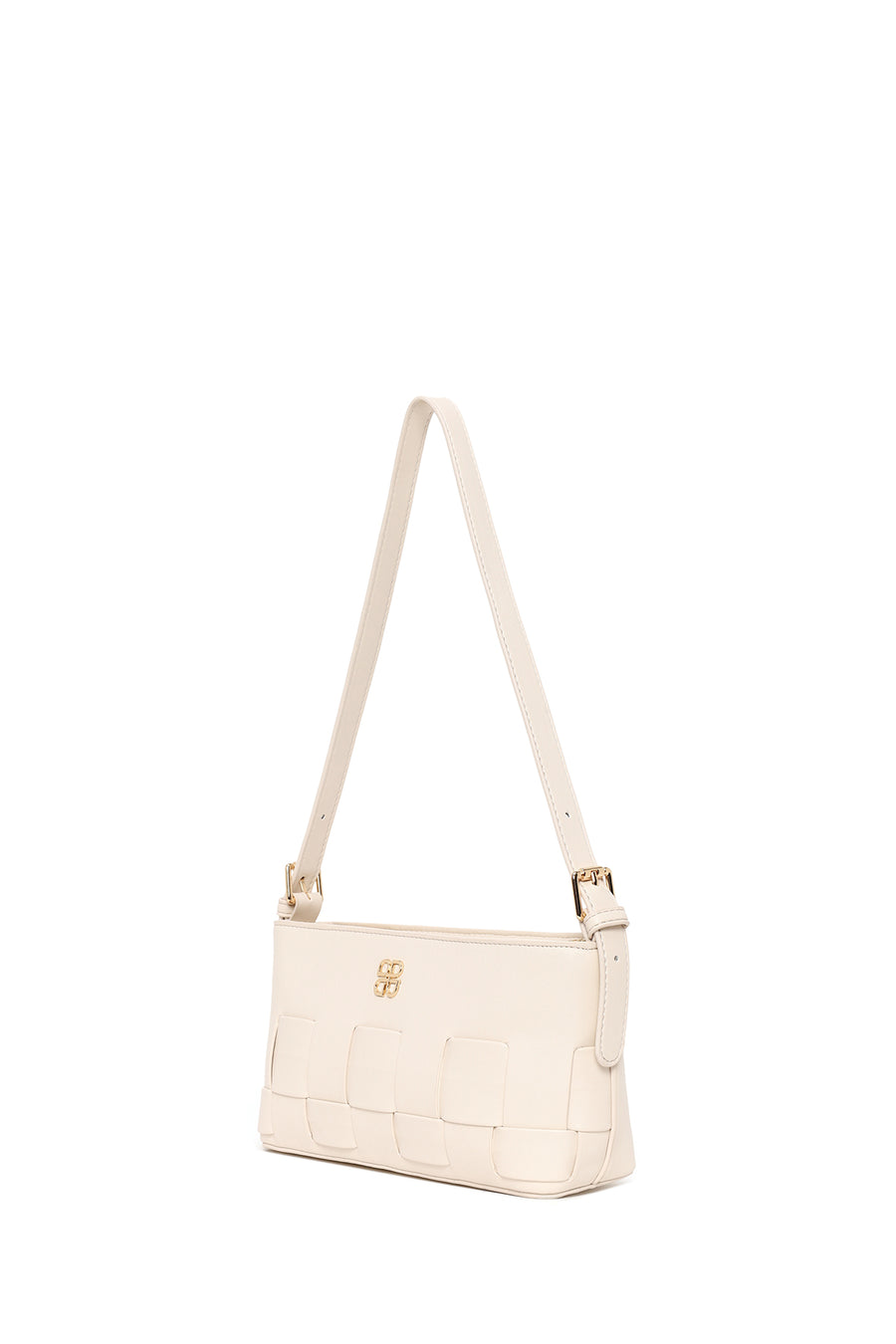 Woman Cream Knit Shoulder Bag