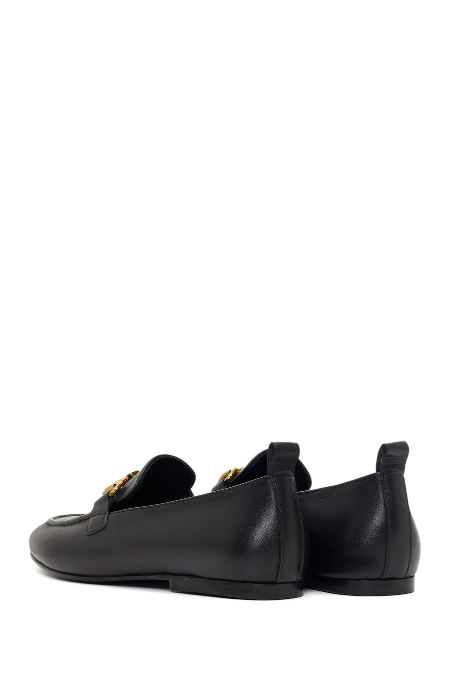 Women's Black Buckle Leather Loafer
