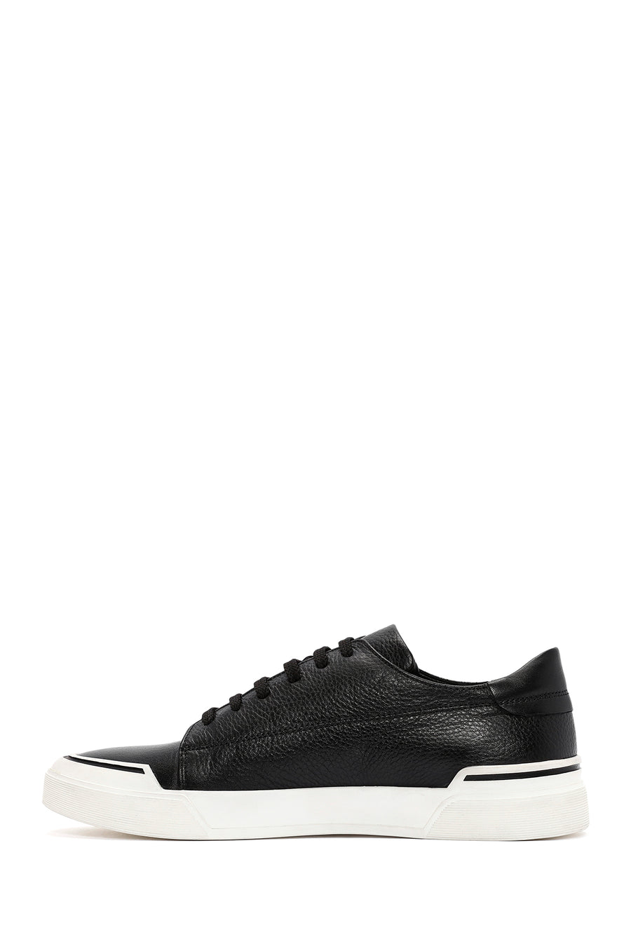 Men's Black Lace-up Leather Sneaker