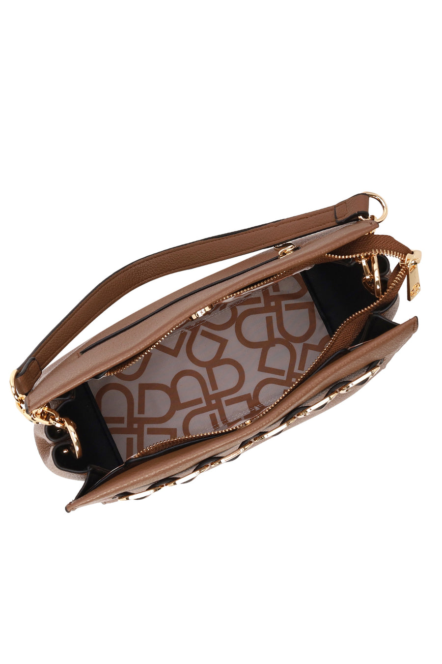 Woman Brown Long-Strap Classic Shoulder Bag