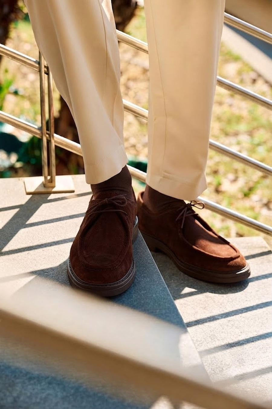 Male Brown Lace-up Suede Casual Shoes