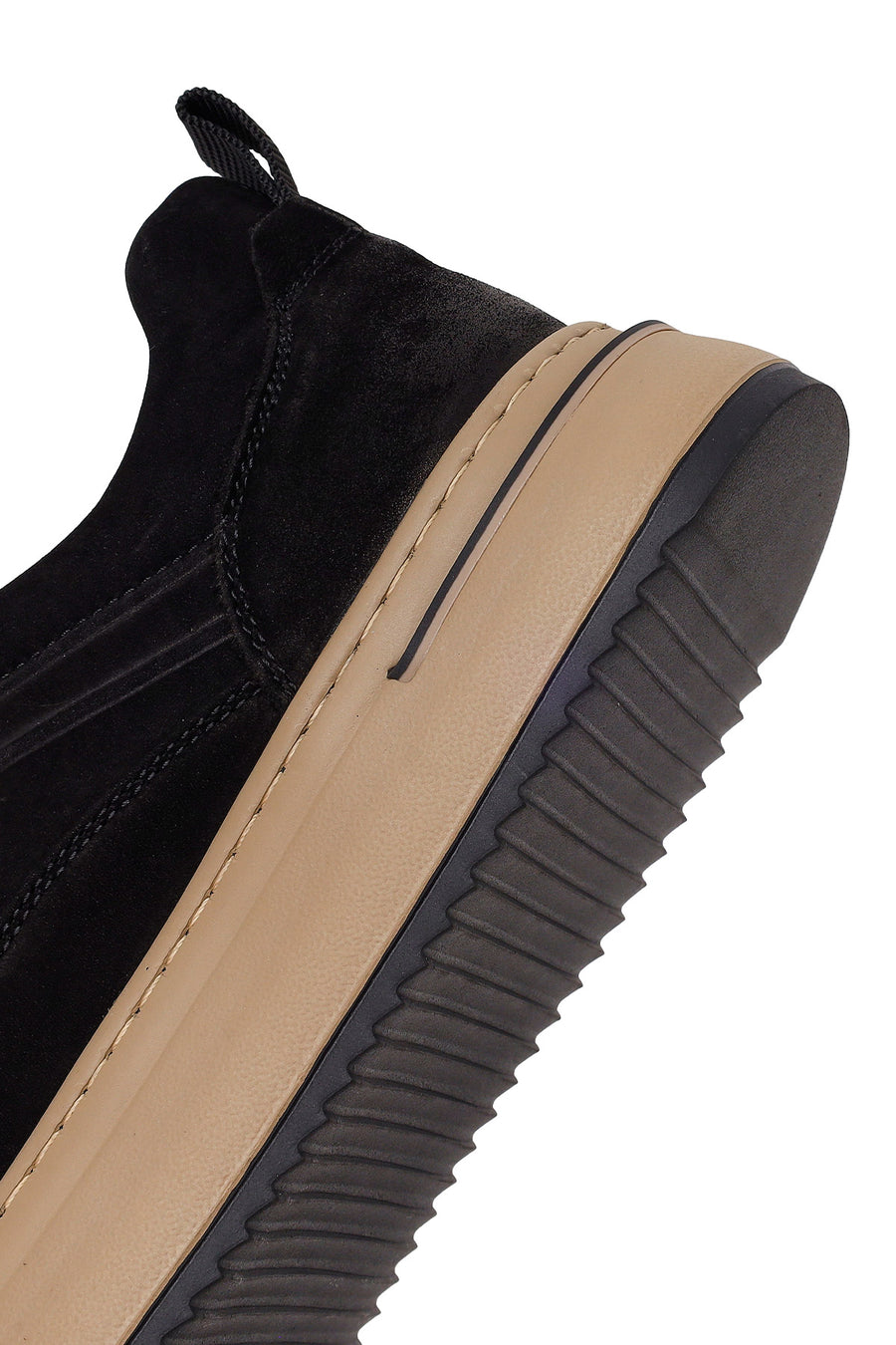 Erkek Siyah Bağcıklı Kalın Tabanlı Nubuk Deri Sneaker