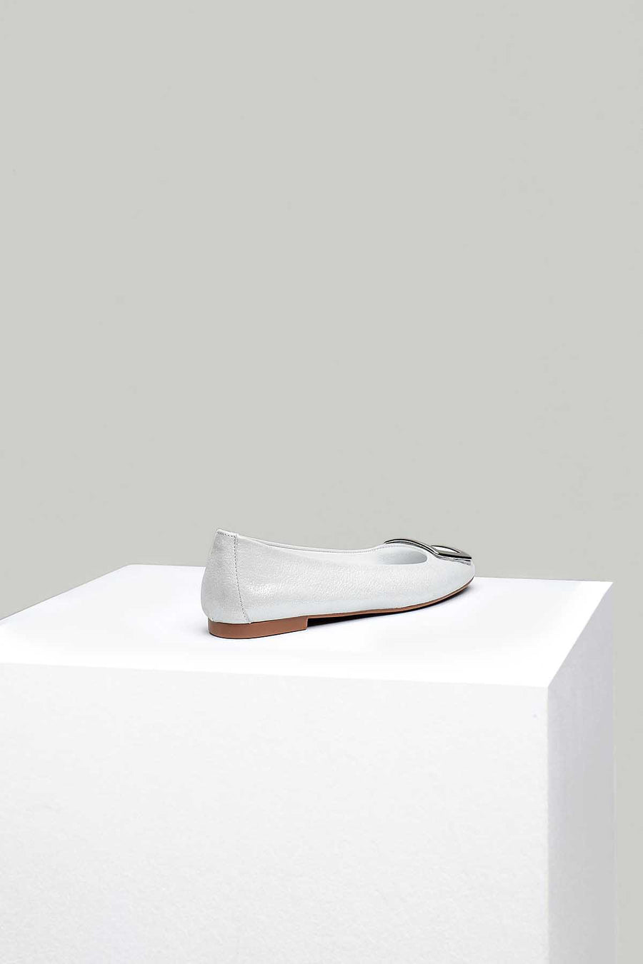 Silver Women's Leather Ballerinas