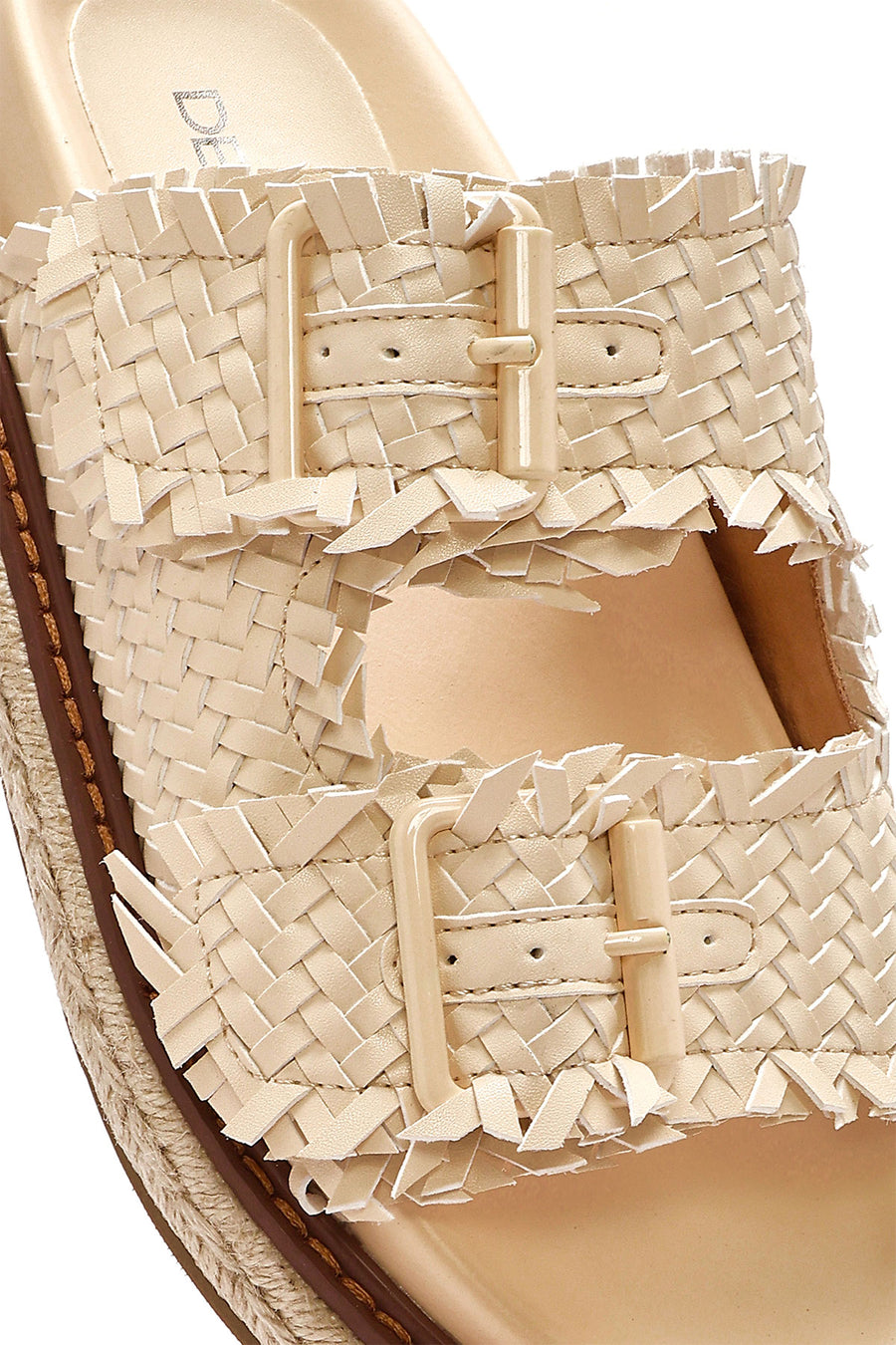 Women's Beige Thick Soled Metallic Slippers