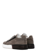 Men's Gray Lace-Up Nubuck Leather Sneaker | Derimod